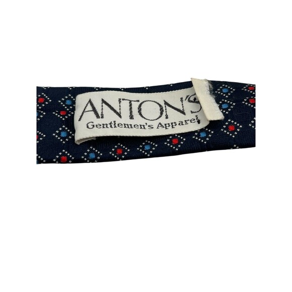 Christian Dior Navy Blue Geometric Neck Tie Made in USA Fabric Italy Used - Picture 4 of 5